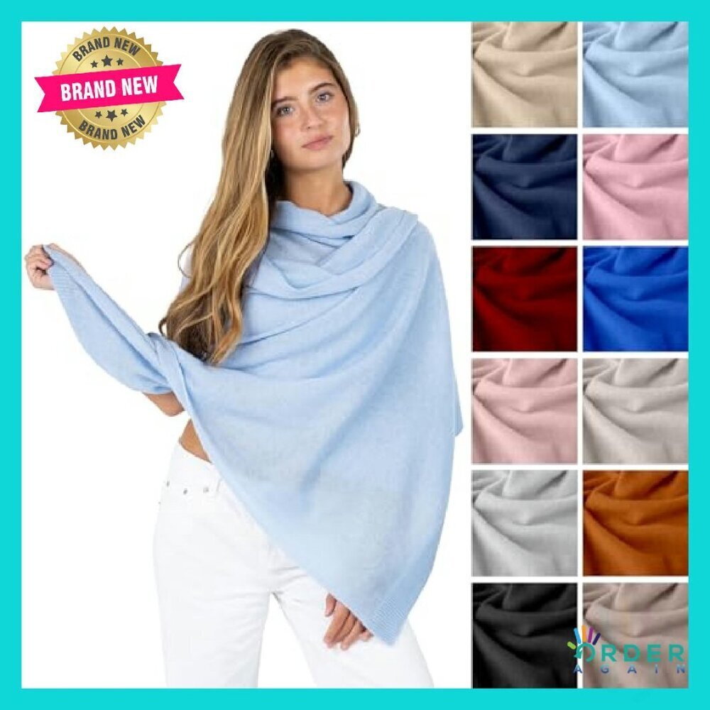 Luxury Cashmere Wool Blend Knitted Wrap Shawl Elegant Chic All-Season - Picture 3 of 8